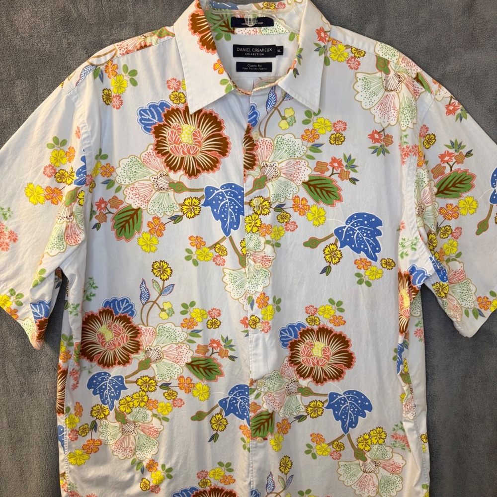 Daniel Cremieux Collection Mens XL Floral Button Down Shirt Italian Fabric XL
